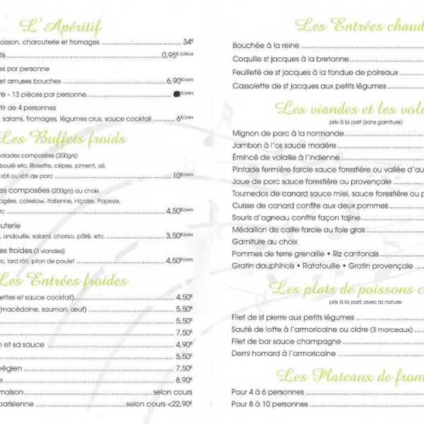 Carte traiteur 2025